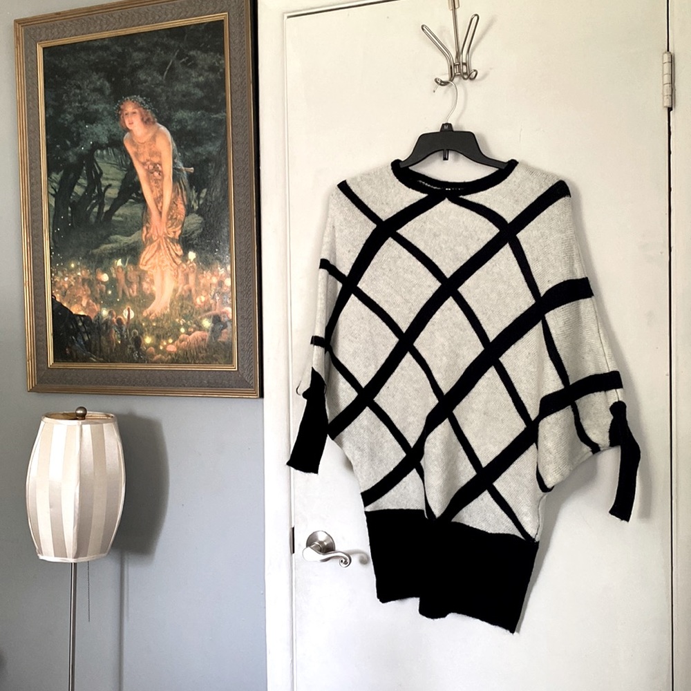 Oversized Knit Coffee Date Sweater in Cross Block Pattern